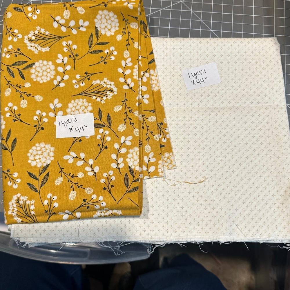 Brother Sister Design Studio Cotton Fabric Bundle Mustard Floral Cream 2 Yards
